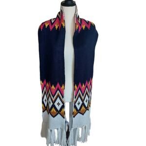 Old Navy Fringe Geometric Fun Funky Multi-color Diamond Pattern Scarf